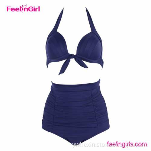Fashion Extreme Sexy Girls Blue Halter Tankini Swimsuit